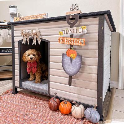 Show full view: Aivituvin Heavy Duty Wooden Iron Frame Dog House, Off White slide 2 of 9