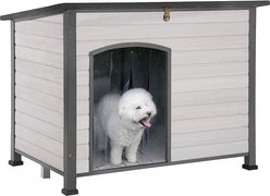 Aivituvin Heavy Duty Wooden Iron Frame Dog House, Off White slide 1 of 9