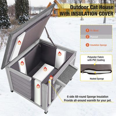 Show full view: Aivituvin Insulated Wooden with Soft Liner Cat House slide 2 of 9