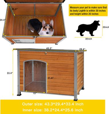 Show full view: Aivituvin Wooden Heavy Duty Dog House, Brown, Large slide 4 of 7