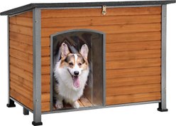 Aivituvin Wooden Heavy Duty Dog House, Brown, Large