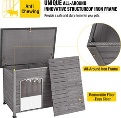 Aivituvin Wooden Heavy Duty Dog House, Grey, Large slide 2 of 9