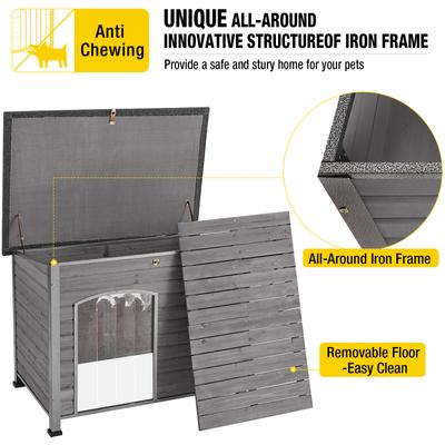 Show full view: Aivituvin Wooden Heavy Duty Dog House, Grey, Large slide 5 of 11