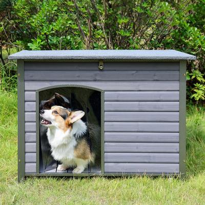 Show full view: Aivituvin Wooden Heavy Duty Dog House, Grey, Large slide 2 of 11