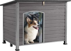 Aivituvin Wooden Heavy Duty Dog House, Grey, Large