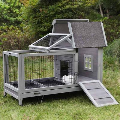 Show full view: Aivituvin 28.3-in Indoor & Outdoor Wheeled Rabbit Hutch  slide 3 of 9