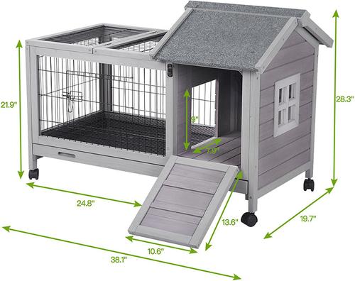 Show full view: Aivituvin 28.3-in Indoor & Outdoor Wheeled Rabbit Hutch  slide 6 of 9