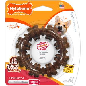 Nylabone Power Chew Textured Dog Chew Ring Toy Flavor Medley, Small 