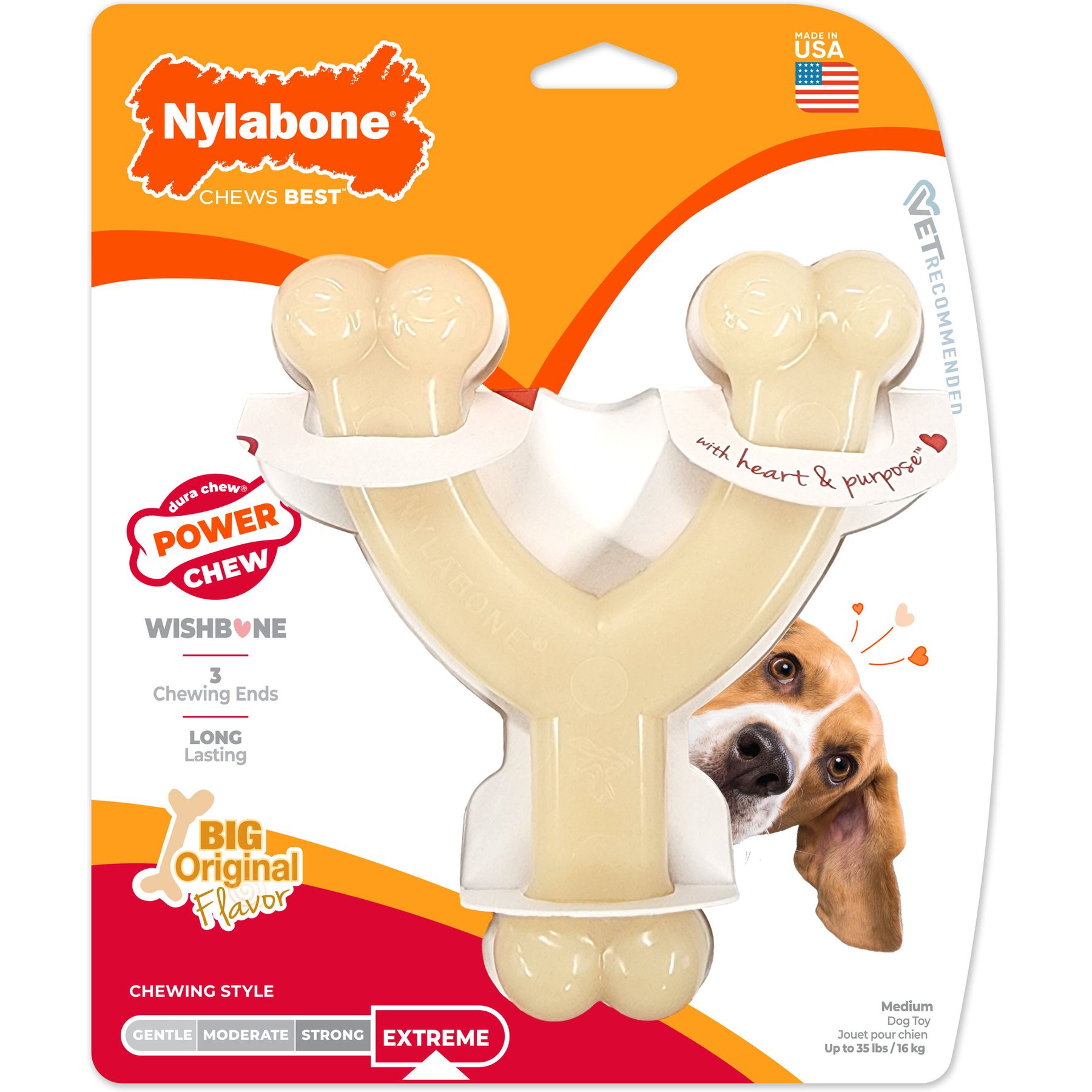 Nylabone DuraChew Wishbone Original Flavor Dog Toy, Medium | Dog Toys