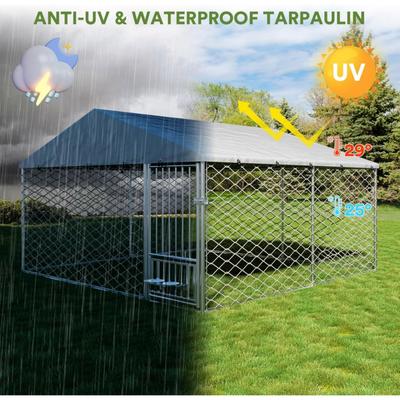 Show full view: Yafylly Large Outdoor Dog Kennel, Silver, 10 x 10-ft slide 4 of 7