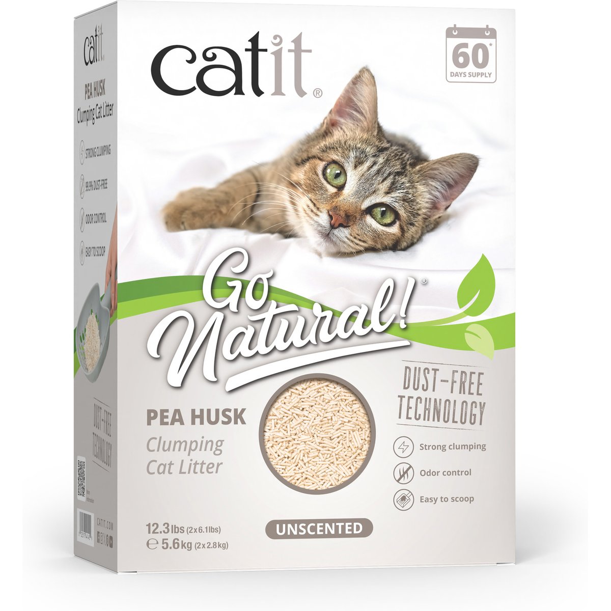 Catit Go Natural Pea Husk Clumping Cat Litter, Unscented