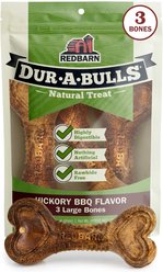 Redbarn Dur-A-Bulls Bones Hickory Flavor Dog Chew Treats, Large, 3 count