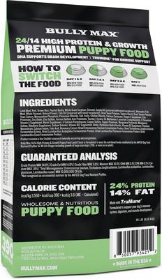 Show full view: Bully Max 24/14 High Protein & Growth Puppy Lamb Dry Dog Food, 15-lb bag slide 3 of 10