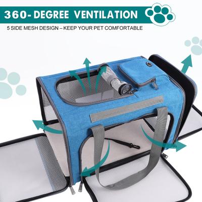 Show full view: Gapzer Soft-Sided Airline Approved Bag Dog & Cat Carrier, 18.1 x 11.8 x 11.8-in, Blue slide 4 of 9