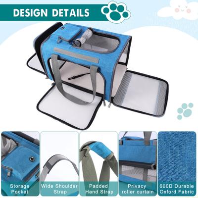 Show full view: Gapzer Soft-Sided Airline Approved Bag Dog & Cat Carrier, 18.1 x 11.8 x 11.8-in, Blue slide 5 of 9