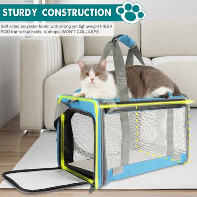 Show full view: Gapzer Soft-Sided Airline Approved Bag Dog & Cat Carrier, 18.1 x 11.8 x 11.8-in, Blue slide 3 of 9