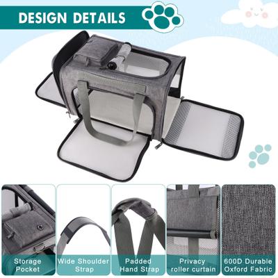 Show full view: Gapzer Soft-Sided Airline Approved Bag Dog & Cat Carrier, 18.1 x 11.8 x 11.8-in, Grey slide 6 of 9
