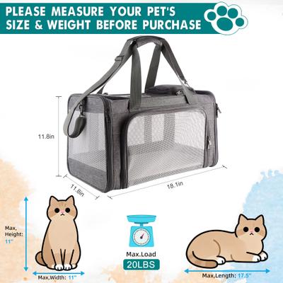Show full view: Gapzer Soft-Sided Airline Approved Bag Dog & Cat Carrier, 18.1 x 11.8 x 11.8-in, Grey slide 7 of 9