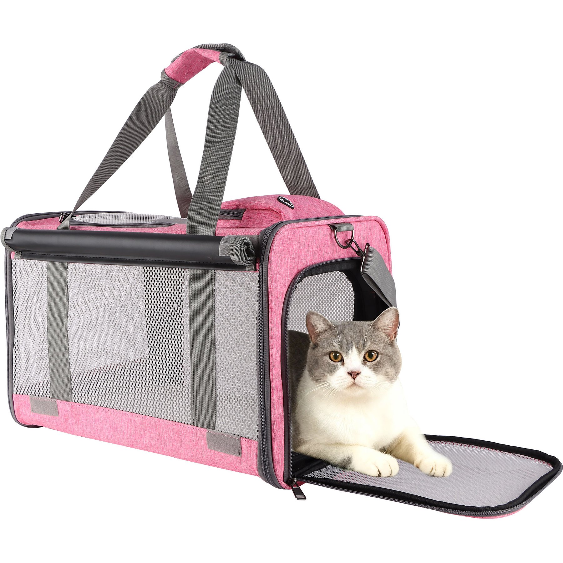 DOPZER Soft-Sided Airline Approved Escape Proof Bag Dog & Cat Carrier, 18.1 x 11.8 x 11.8-in, Pink