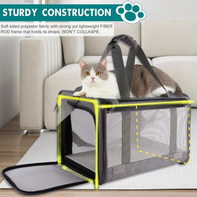 Show full view: Gapzer Soft-Sided Airline Approved Bag Dog & Cat Carrier, 18.1 x 11.8 x 11.8-in, Grey slide 3 of 9