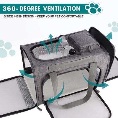 Show full view: Gapzer Soft-Sided Airline Approved Bag Dog & Cat Carrier, 18.1 x 11.8 x 11.8-in, Grey slide 4 of 9