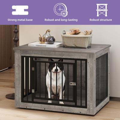 Show full view: Wooflex 2-in-1 Wooden Indoor Dog Crate, Grey, 38-in slide 4 of 8