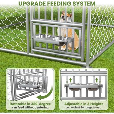 Show full view: Yafylly Outdoor Dog Kennel with Swivel Feeder, Silver, 6.67 x 6.67-ft slide 5 of 7