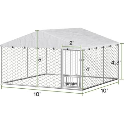 Show full view: Yafylly Large Outdoor Dog Kennel, Silver, 10 x 10-ft slide 2 of 7