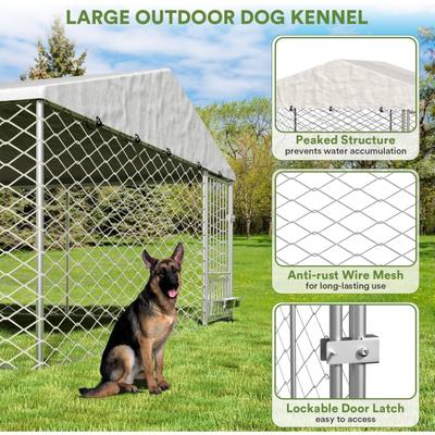 Show full view: Yafylly Large Outdoor Dog Kennel, Silver, 10 x 10-ft slide 6 of 7