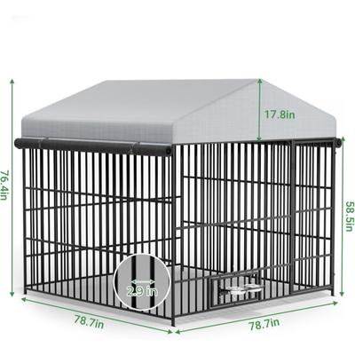Show full view: Yafylly Outdoor Large Dog Kennel with Roof Cover, Black+Gray, 6.6 x 6.6-ft slide 2 of 6
