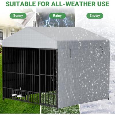 Show full view: Yafylly Outdoor Large Dog Kennel with Roof Cover, Black+Gray, 6.6 x 6.6-ft slide 3 of 6