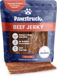 Pawstruck Single Ingredient Beef Jerky Chewy Dog Treats, Medium, 15 count