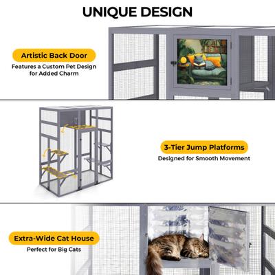 Show full view: Coziwow Outdoor Cat Exercise Pen with Insulated Cat House slide 6 of 9