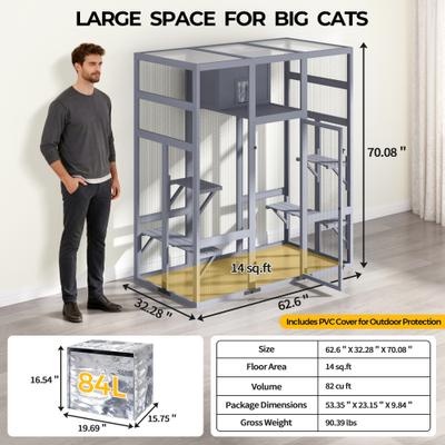 Show full view: Coziwow Outdoor Cat Exercise Pen with Insulated Cat House slide 3 of 9