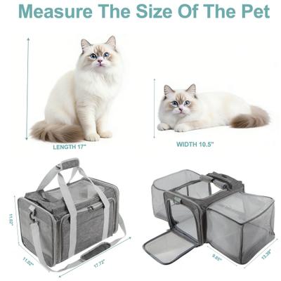 Show full view: Gapzer Expandable Collapsible Washable TSA Airline Approved Soft Dog & Cat Carrier, Grey, 17.7 x 11 x 11-in slide 3 of 10