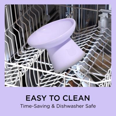 Show full view: Necoichi Tilted Elevated BPA-Free Plastic Dishwasher & Microwave Safe, Non-Slip & Anti Vomiting Cat Food Bowl, Lilac Ice, 2 count slide 8 of 9