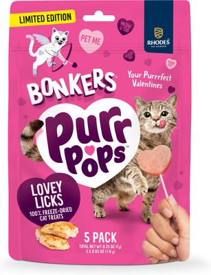 Show full view: Bonkers Purrpops Valentines Day Chicken Flavor Freeze-Dried Cat Treats, 55 count slide 10 of 10