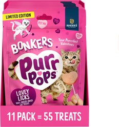 Bonkers Purrpops Valentines Day Chicken Flavor Freeze-Dried Cat Treats, 55 count