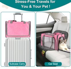 DOPZER Soft-Sided Airline Approved Escape Proof Bag Dog & Cat Carrier, 18.1 x 11.8 x 11.8-in, Pink slide 2 of 9