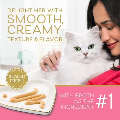 Show full view: Fancy Feast Savory Puree Naturals with Tuna & Shrimp in a Demi-Glace Squeezable Tube Lickable Cat Treats, 1.4-oz carton, 4 count slide 4 of 10