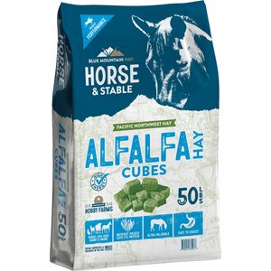 Blue Mountain Hay High Altitude Alfalfa Hay Cubes Horse Feed, 50-lb bag