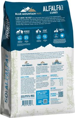 Show full view: Blue Mountain Hay High Altitude Alfalfa Hay Cubes Horse Feed, 50-lb bag slide 3 of 4