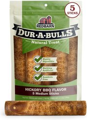 Redbarn Dur-A-Bulls Sticks Hickory Flavor Dog Chew Treats, Medium, 5 count