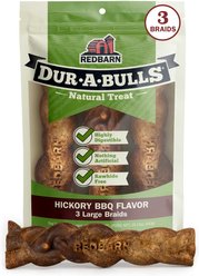 Redbarn Dur-A-Bulls Braids Hickory Flavor Dog Chew Treats, Large, 3 count