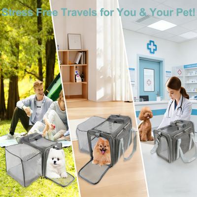 Show full view: Gapzer Expandable Collapsible Washable TSA Airline Approved Soft Dog & Cat Carrier, Grey, 17.7 x 11 x 11-in slide 8 of 10
