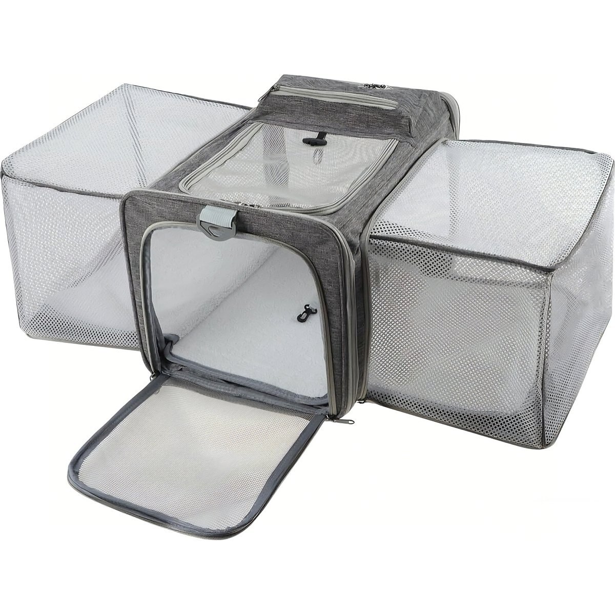 DOPZER Expandable Collapsible Washable TSA Airline Approved Soft Dog & Cat Carrier, Grey, 17.7 x 11 x 11-in