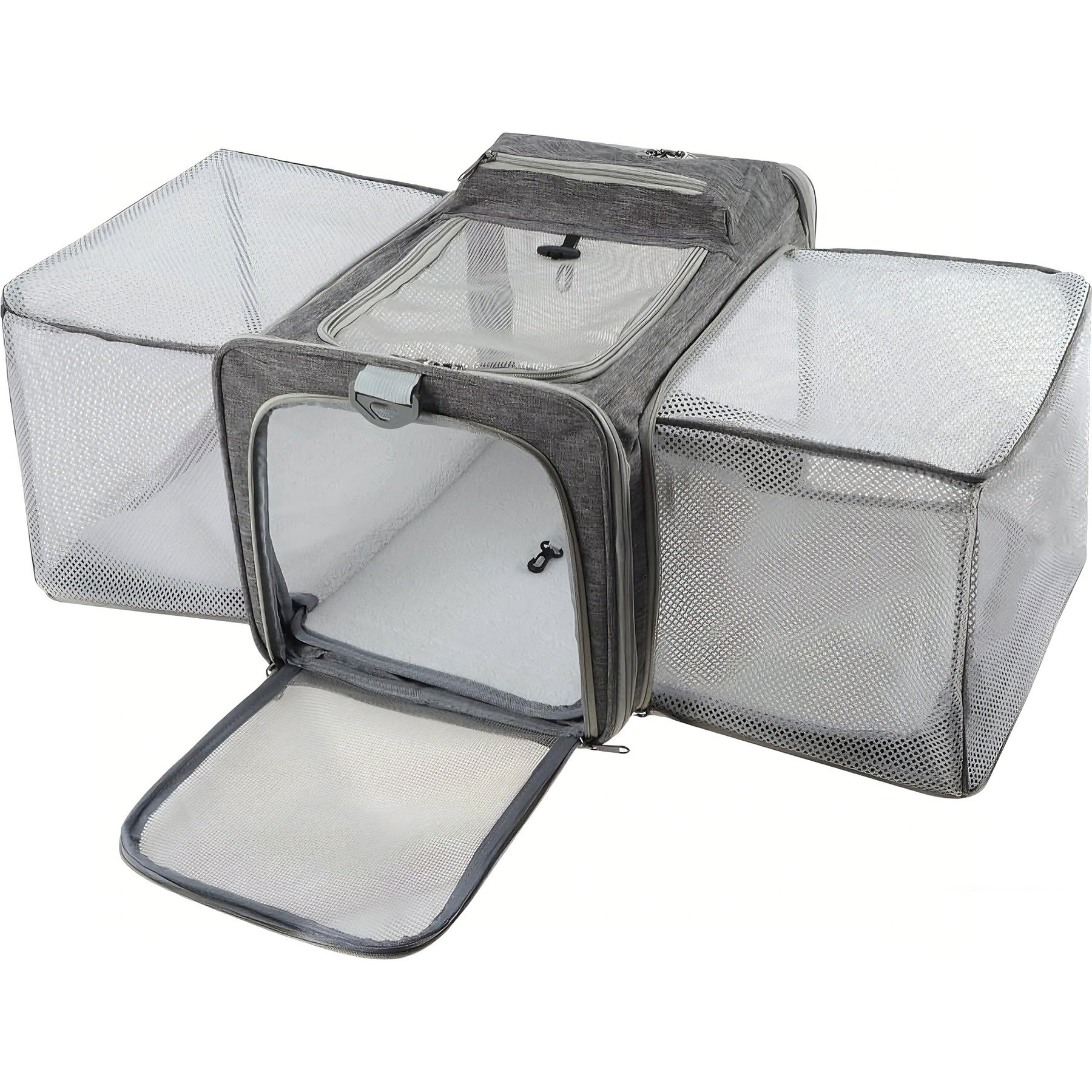 DOPZER Expandable Collapsible Washable TSA Airline Approved Soft Dog & Cat Carrier, Grey, 17.7 x 11 x 11-in