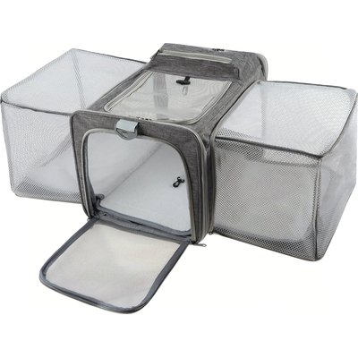 DOPZER DOPZER Expandable Collapsible Washable TSA Airline Approved Soft Dog & Cat Carrier, Grey, 17.7 x 11 x 11-in