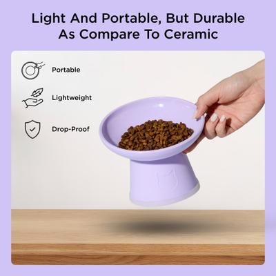 Show full view: Necoichi Tilted Elevated BPA-Free Plastic Dishwasher & Microwave Safe, Non-Slip & Anti Vomiting Cat Food Bowl, Lilac Ice, 2 count slide 6 of 9