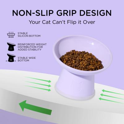 Show full view: Necoichi Tilted Elevated BPA-Free Plastic Dishwasher & Microwave Safe, Non-Slip & Anti Vomiting Cat Food Bowl, Lilac Ice, 2 count slide 5 of 9